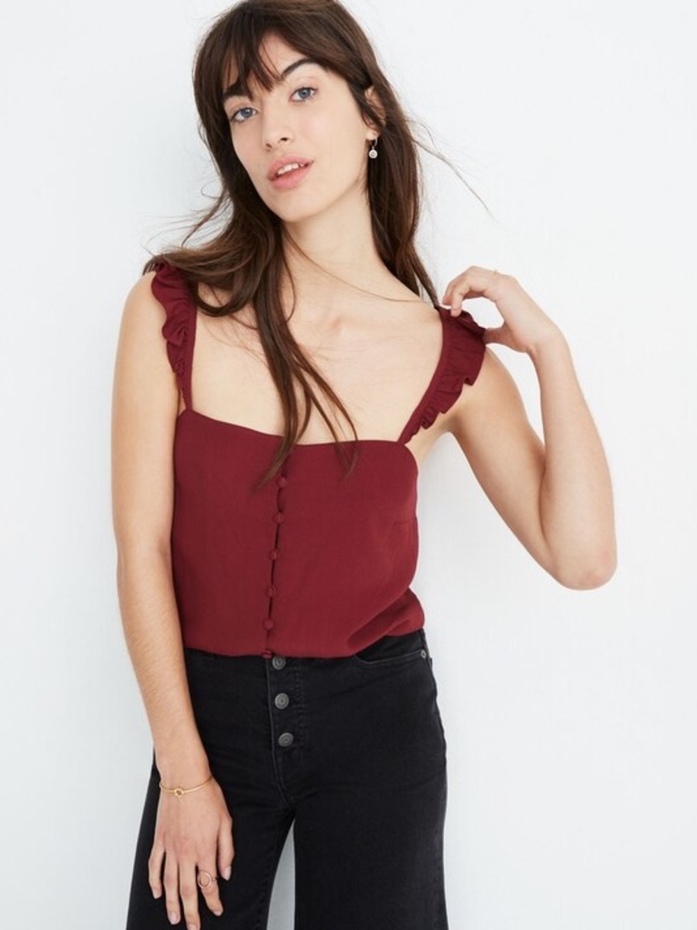 Madewell Ruffle-Strap Cami Top Sz 00